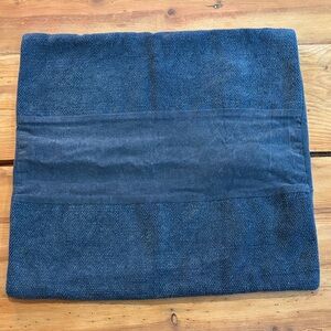 SURYA 18" x 17" Blue Chambray Mixed Media Throw Pillow Cover 100% Cotton